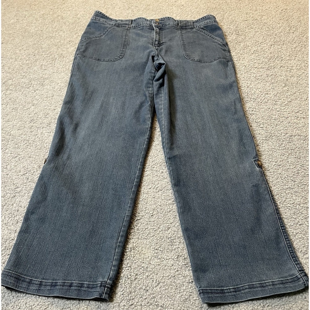 Y2K Wide Leg Convertible Capri Ankle Jeans Women's 14 Blue Denim Rugged Punk